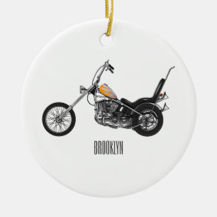 Ornamento De Cerâmica Ilustração de desenho animado Chopper Motorcycle 1