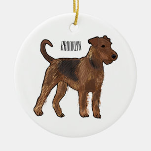 Ornamento De Cerâmica Ilustração de desenho animado de cão Airedale terr