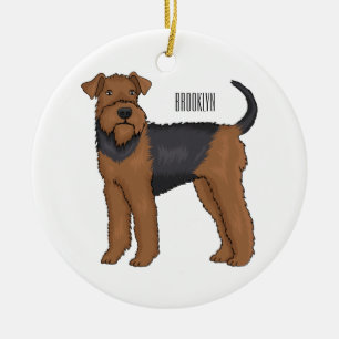 Ornamento De Cerâmica Ilustração de desenho animado de cão Airedale terr