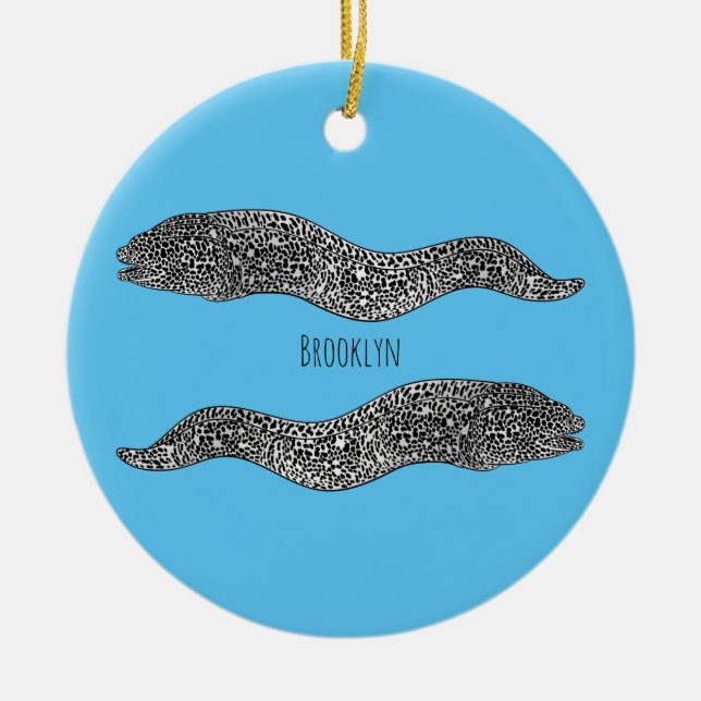 Ornamento De Cerâmica Ilustração de desenho animado de enguia-pintada-pr (Frente)