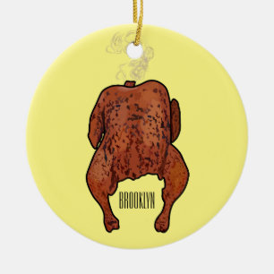 Ornamento De Cerâmica Ilustração de desenho animado de frango assado