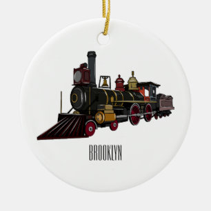 Ornamento De Cerâmica Ilustração de desenho animado de locomotiva a vapo