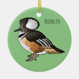 Ornamento De Cerâmica Ilustração de desenho animado de pássaro merganser