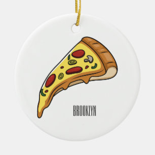 Ornamento De Cerâmica Ilustração de desenho animado de pizza