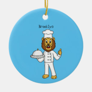 Ornamento De Cerâmica Ilustração de desenho animado do chef de leão