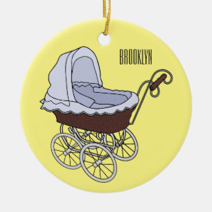 Ornamento De Cerâmica Ilustração de desenho animado do stroller