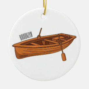 Ornamento De Cerâmica Ilustração de desenho animado em Rowboat