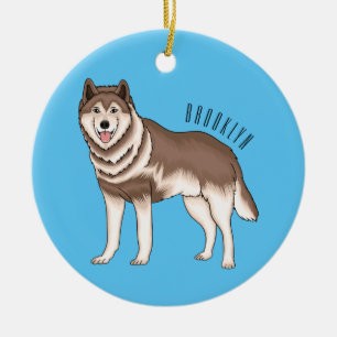 Ornamento De Cerâmica Ilustração de desenho animado siberiano husky