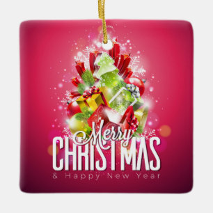 Ornamento De Cerâmica Ilustração de Design gráfico de Natal Vermelho 