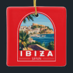 Ornamento De Cerâmica Ilustração de Espanha Ibiza Vintage<br><div class="desc">Ibiza retro vetor viagem design. Ibiza é uma das ilhas Baleares,  um arquipélago de Espanha no Mar Mediterrâneo.</div>