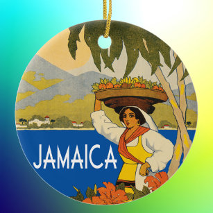 Ornamento De Cerâmica Ilustração de estilo de viagens vintage da Jamaica