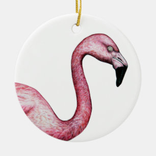 Ornamento De Cerâmica Ilustração de Flamingo Cor-de-Rosa-Rosa-Bonita