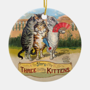 Ornamento De Cerâmica Ilustração de Ganso Mãe de Três Pequenos Gatinhos