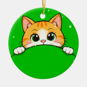 Ornamento De Cerâmica Ilustração de Gato Fofo