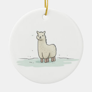 Ornamento De Cerâmica Ilustração de Lama Bonita - Lama Adorável e Calma