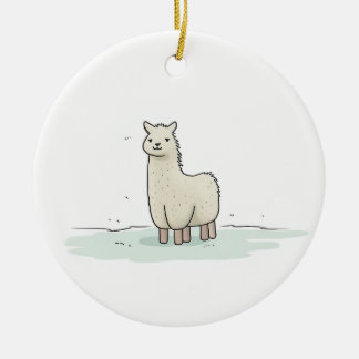Ornamento De Cerâmica Ilustração de Lama Bonita - Lama Adorável e Calma