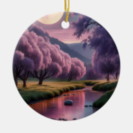 Ornamento De Cerâmica Ilustração de Paisagem de Sonho Fantasia à Luz da