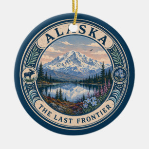 Ornamento De Cerâmica Ilustração de Paisagem do Alasca Arte de Viagem Em