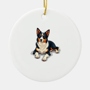 Ornamento De Cerâmica Ilustração de retrato de Border Collie Tricolor Vi