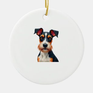 Ornamento De Cerâmica Ilustração de retrato de cachorro colorido vintage