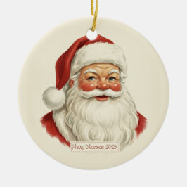 Ornamento De Cerâmica Ilustração de Rosto de Papai Noel Vintage para Dec