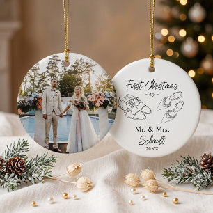 Ornamento De Cerâmica Ilustração de Sapatos de Noiva Minimalista Foto Pe