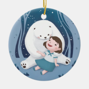 Ornamento De Cerâmica Ilustração de Urso Polar e Criança