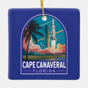Ornamento De Cerâmica Ilustração de viagem de arte do Cabo Canaveral Fló