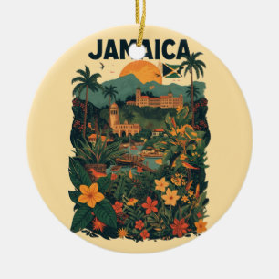 Ornamento De Cerâmica Ilustração de Viagem Jamaica Estilo Vintage
