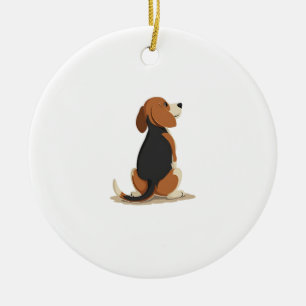 Ornamento De Cerâmica Ilustração de Vista Posterior de Cachorro Beagle V