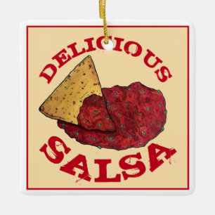Ornamento De Cerâmica Ilustração Deliciosa de Chips Salsa Tortilla