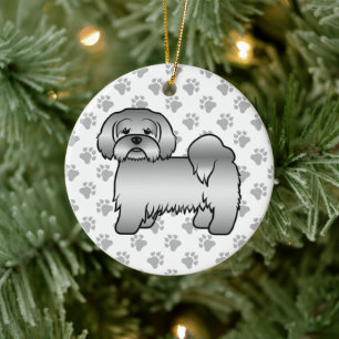 Ornamento De Cerâmica Ilustração do Cão de Cartoon Bonito de Lhasa Apso
