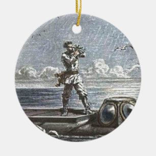 Ornamento De Cerâmica Ilustração do Capitão Nemo Verne 20.000 Leagues
