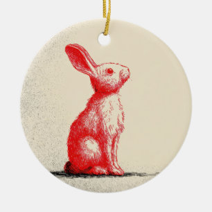 Ornamento De Cerâmica Ilustração do Coelho Vermelho - Anima Vintage Mini
