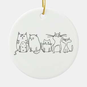 Ornamento De Cerâmica Ilustração do desenho de arte de gangue Cat Line