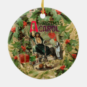 Ornamento De Cerâmica Ilustração do Espírito do Natal Presente Scrooge
