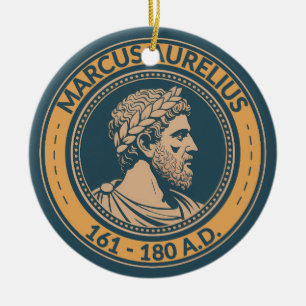 Ornamento De Cerâmica Ilustração do Imperador Romano Marco Aurélio Badge