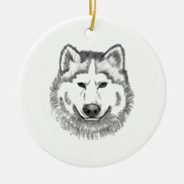 Ornamento De Cerâmica Ilustração do lobo cinzento