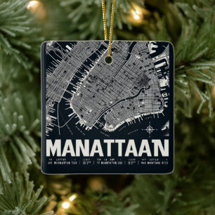 Ornamento De Cerâmica Ilustração do Mapa de Manhattan