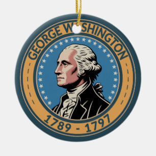 Ornamento De Cerâmica Ilustração do Presidente dos EUA George Washington