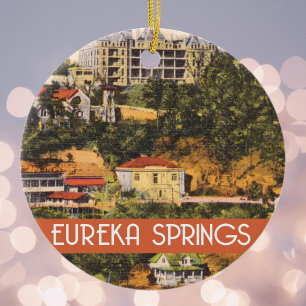 Ornamento De Cerâmica Ilustração do vintage de Eureka Springs, Arkansa
