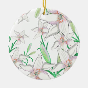 Ornamento De Cerâmica Ilustração dos lírios brancos