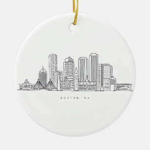 Ornamento De Cerâmica Ilustração Minimalista do Skyline da Cidade de Bos