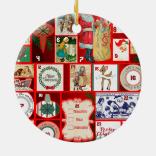 Ornamento De Cerâmica Ilustração Quadrada do Bloco de Natal Adventício A