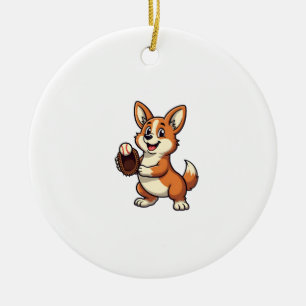 Ornamento De Cerâmica Ilustração Vetorial de Cartoon de Cachorro Corgi A