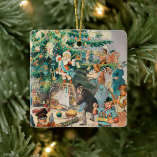 Ornamento De Cerâmica Ilustração Vintage Árvore de Natal do Puck, 1902