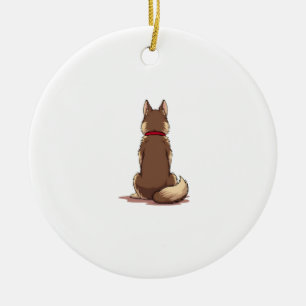 Ornamento De Cerâmica Ilustração Vintage de Cachorro Husky Vista Posteri