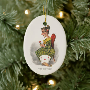 Ornamento De Cerâmica Ilustração Vitoriana de Mulher com Vestido Listrad