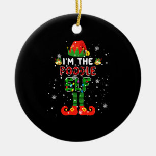 Ornamento De Cerâmica Im O Poodle Elf Xmas Red Xadrez Elf Costume L
