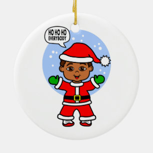 Ornamento De Cerâmica Imagem bonito da criança de Papai Noel dos